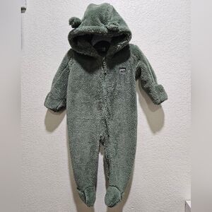 Eddie Bauer Kids Boy Girl Infant Green Fleece Soft Plush Onsie Footed Si…